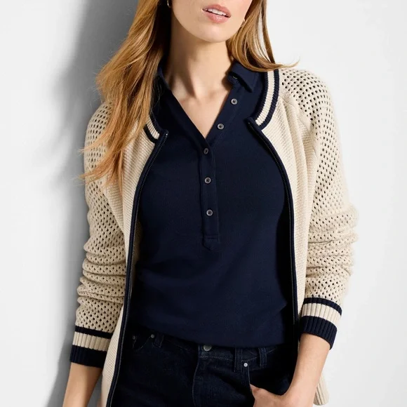 NIC + ZOE COTTON MESH ZIPPED UP CARDIGAN
(Size large) - Picture 2 of 11